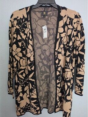JM Collection Women's Large Floral Open Front Cardigan Sweater